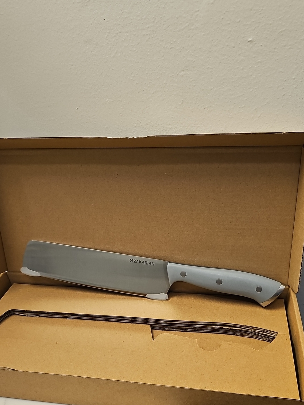 Zakarian by Dash 7" Full Tang Nakiri Knife - Cool Grey. New In Original Box. - Picture 2 of 8